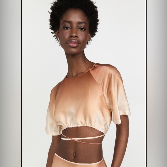 Verde Tie-Waist Stretch-Silk Crop Top - Picture 1 of 4